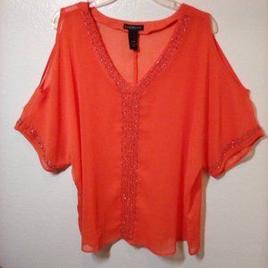 Lane Bryant Orange Open Shoulders Top